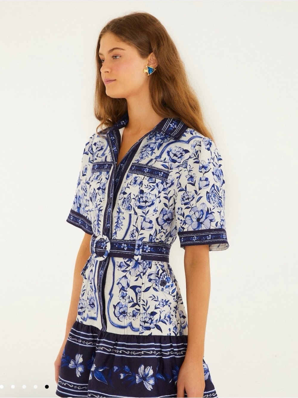 FARM Rio Blue and White Floral Mini Dress - Picture 2 of 7